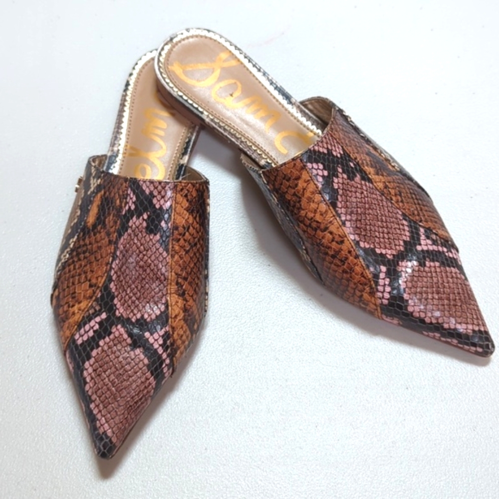 Sam Edelman, Seena, Brown Snake Print Women's Mules, 9.5